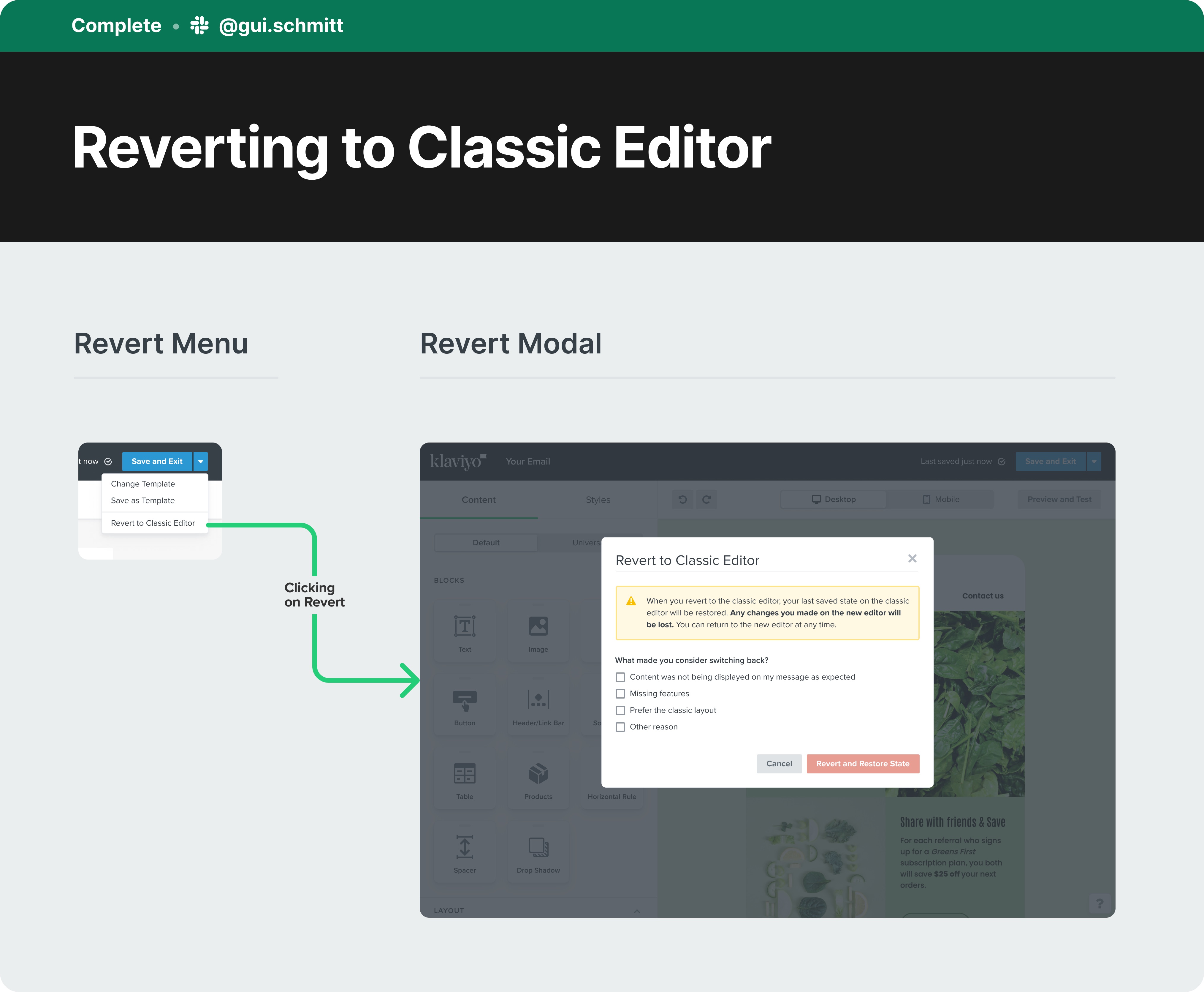 Collecting feedback when reverting to the classic editor
