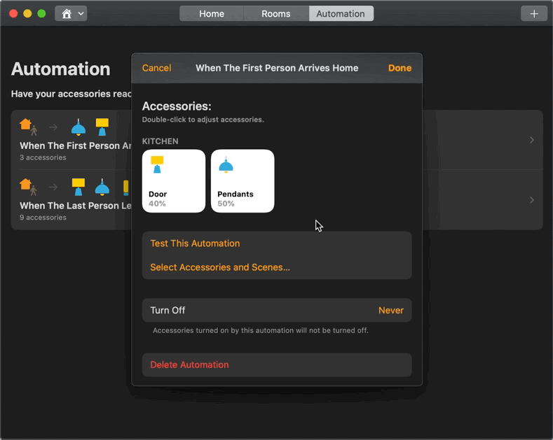 Apple Home interface running on macOS through Catalyst.